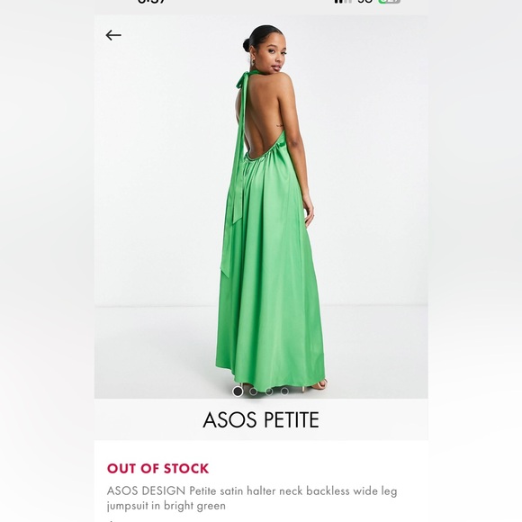 Asos petite green silk jumpsuit - Picture 4 of 7